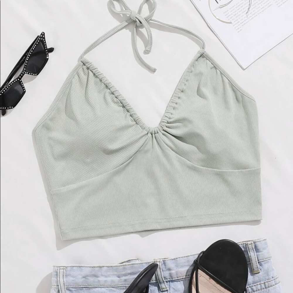 Shein Sage Green Halter Top